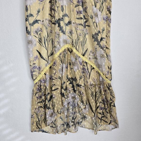 Hope & Ivy Maternity Midi Dress sz 16 Yellow Daisy Print Balloon Sleeve Drop Hem - Picture 6 of 16